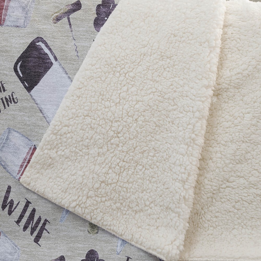 Premium Machine Washable ASB169 Ivory 50" x 70" Sherpa Throw Blanket. Picture 2