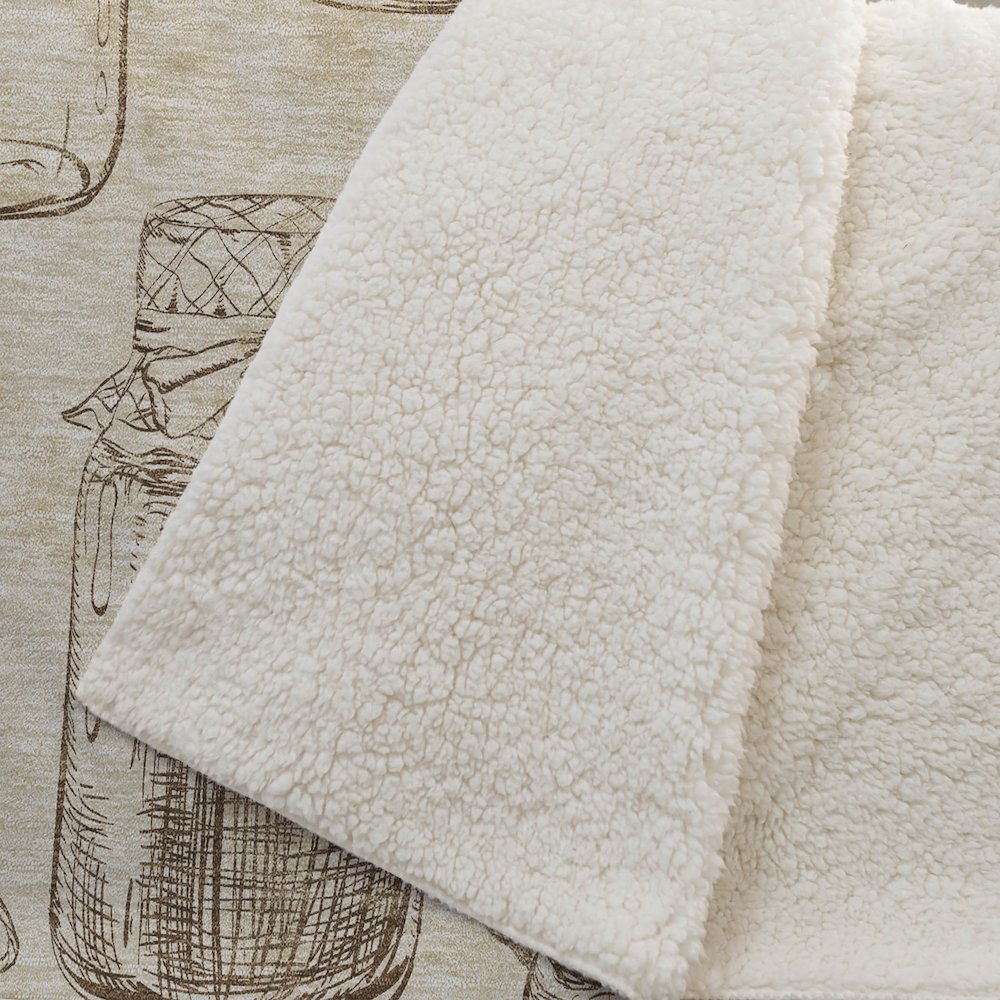 Premium Machine Washable ASB173 Beige 50" x 70" Sherpa Throw Blanket. Picture 2