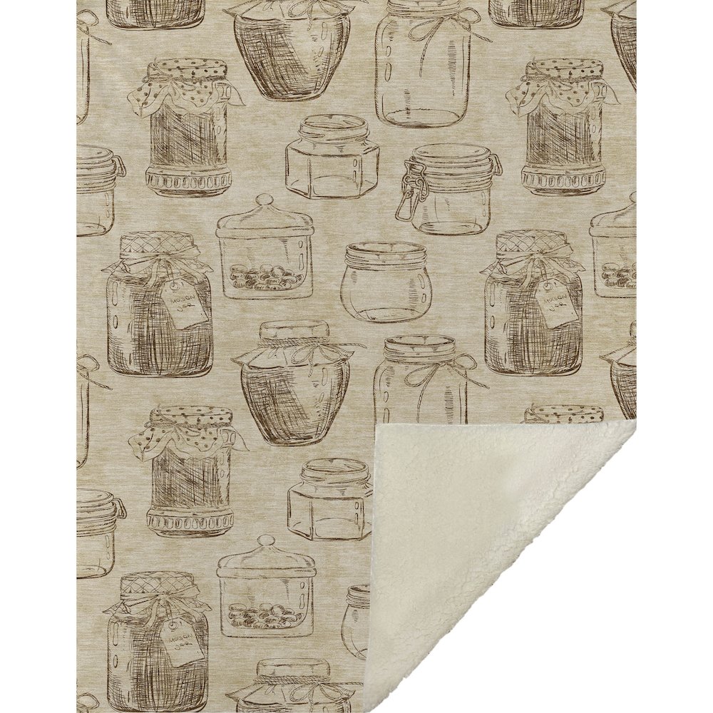 Premium Machine Washable ASB173 Beige 50" x 70" Sherpa Throw Blanket. Picture 1