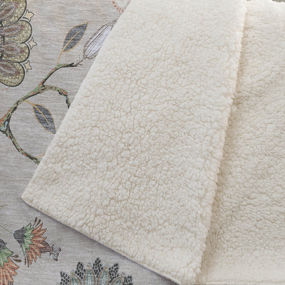 Premium Machine Washable ASB174 Beige 50" x 70" Sherpa Throw Blanket. Picture 2