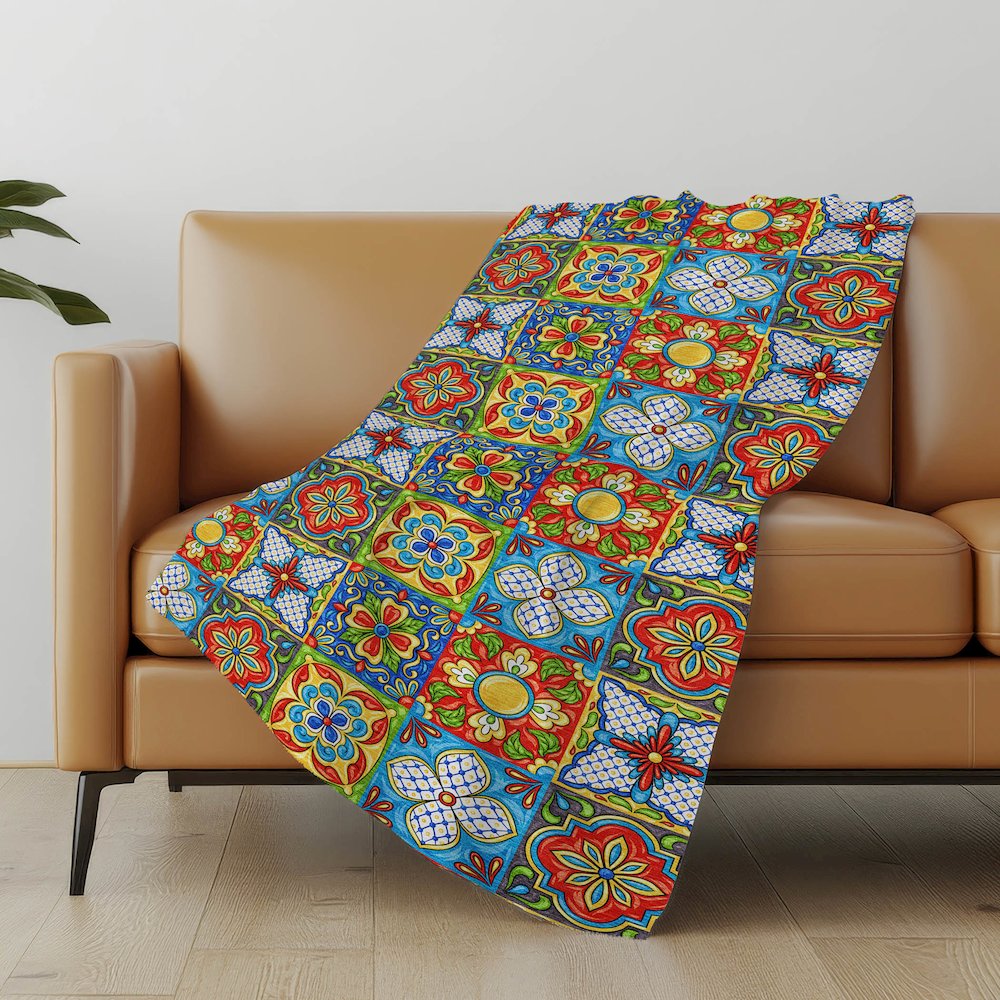 Premium Machine Washable ASB175 Kaleidoscope 50" x 70" Sherpa Throw Blanket. Picture 4
