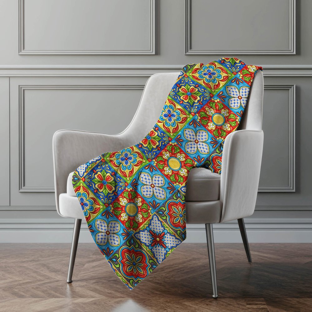 Premium Machine Washable ASB175 Kaleidoscope 50" x 70" Sherpa Throw Blanket. Picture 5