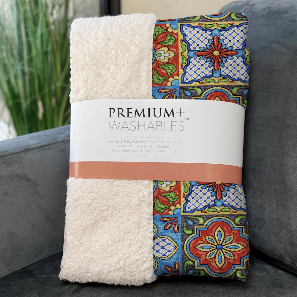 Premium Machine Washable ASB175 Kaleidoscope 50" x 70" Sherpa Throw Blanket. Picture 3
