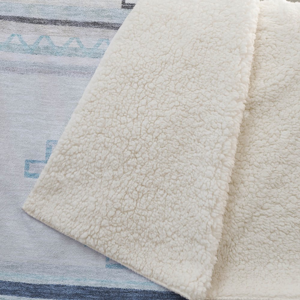 Premium Machine Washable ASB176 Blue 50" x 70" Sherpa Throw Blanket. Picture 2