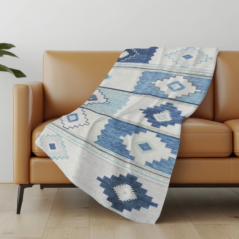 Premium Machine Washable ASB176 Blue 50" x 70" Sherpa Throw Blanket. Picture 4