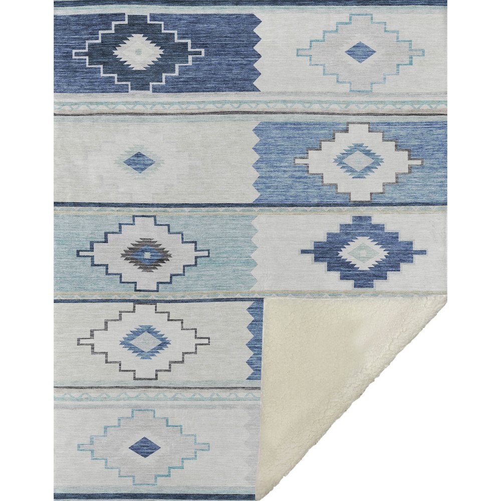 Premium Machine Washable ASB176 Blue 50" x 70" Sherpa Throw Blanket. Picture 1