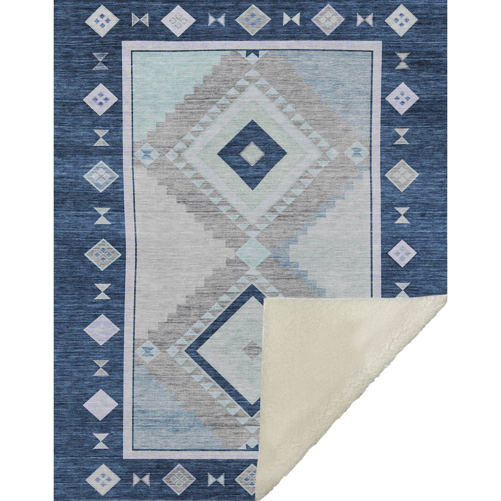 Premium Machine Washable ASB177 Blue 50" x 70" Sherpa Throw Blanket. Picture 1