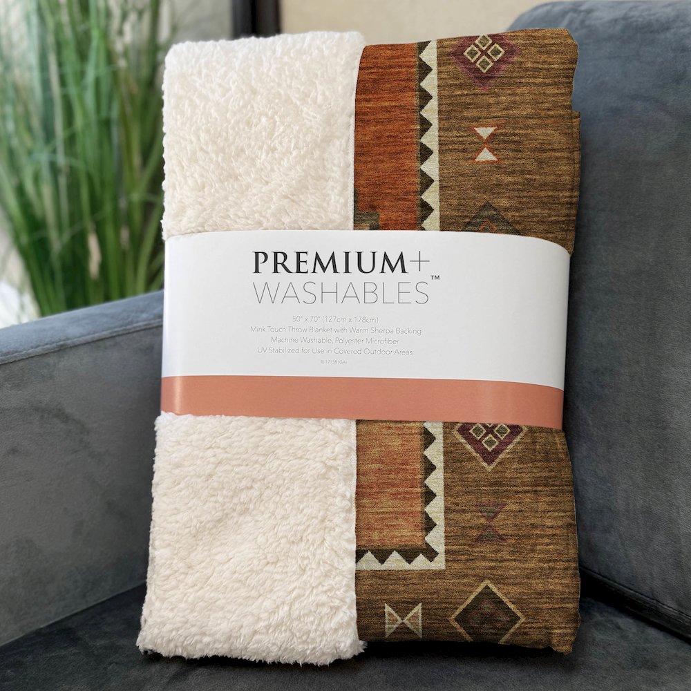 Premium Machine Washable ASB177 Brown 50" x 70" Sherpa Throw Blanket. Picture 3