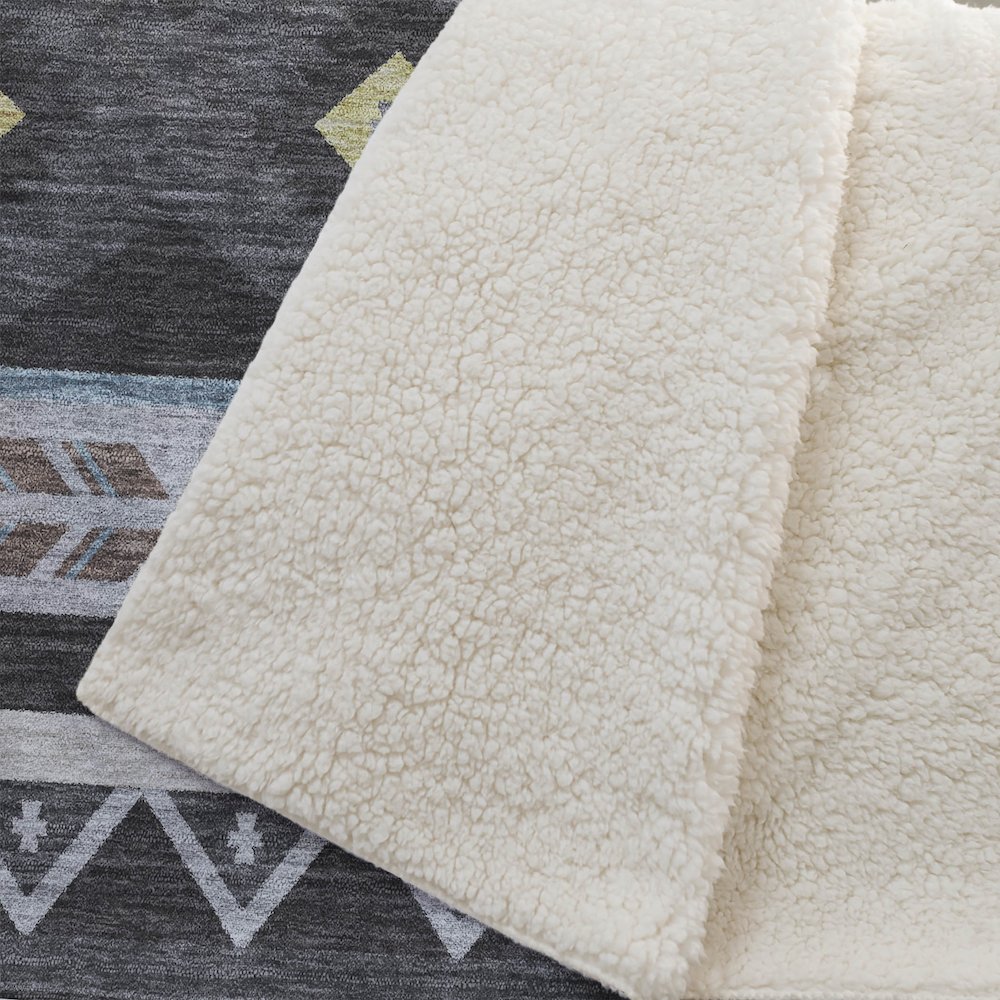 Premium Machine Washable ASB178 Midnight 50" x 70" Sherpa Throw Blanket. Picture 2