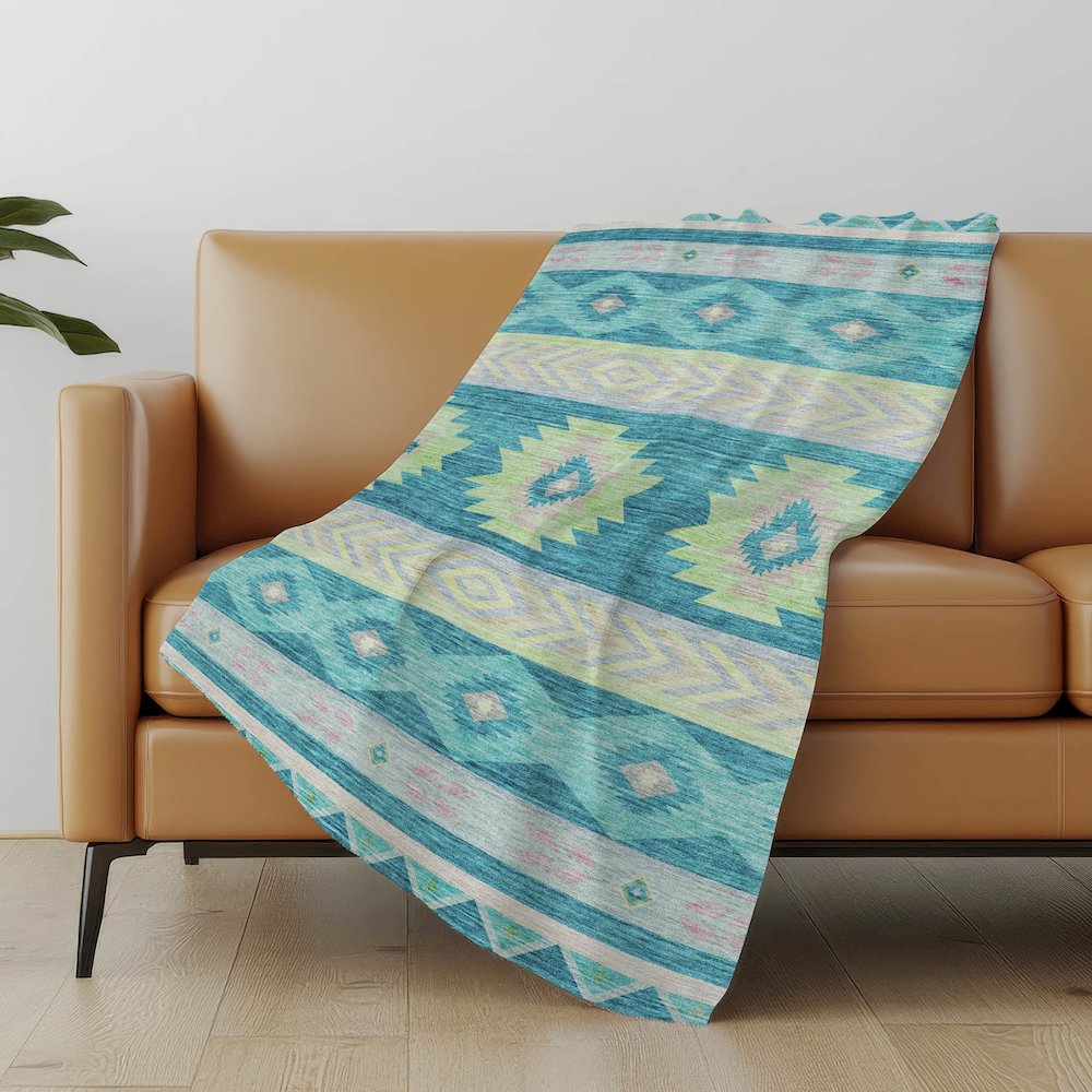 Premium Machine Washable ASB178 Peacock 50" x 70" Sherpa Throw Blanket. Picture 4