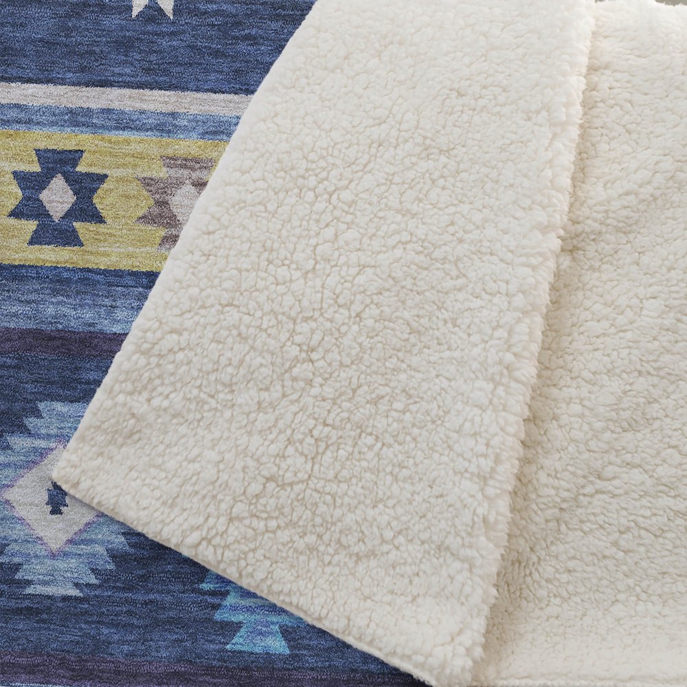 Premium Machine Washable ASB179 Blue 50" x 70" Sherpa Throw Blanket. Picture 2