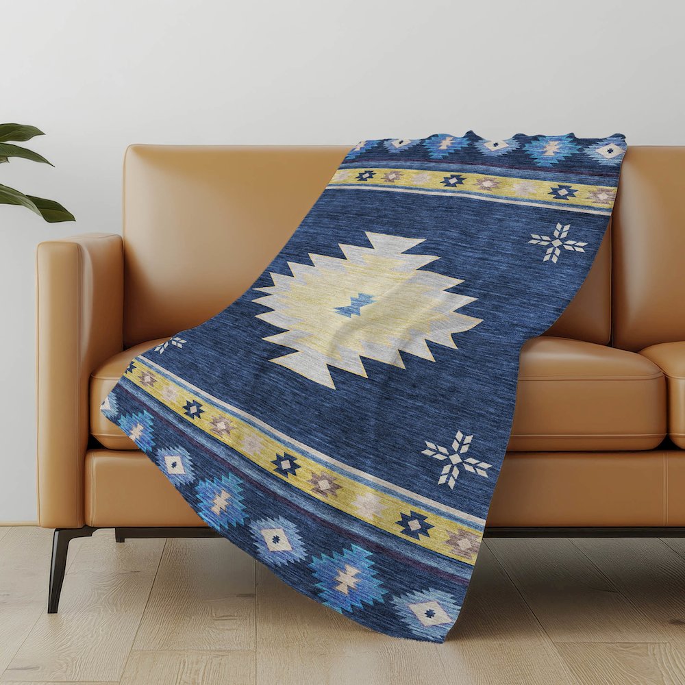 Premium Machine Washable ASB179 Blue 50" x 70" Sherpa Throw Blanket. Picture 4