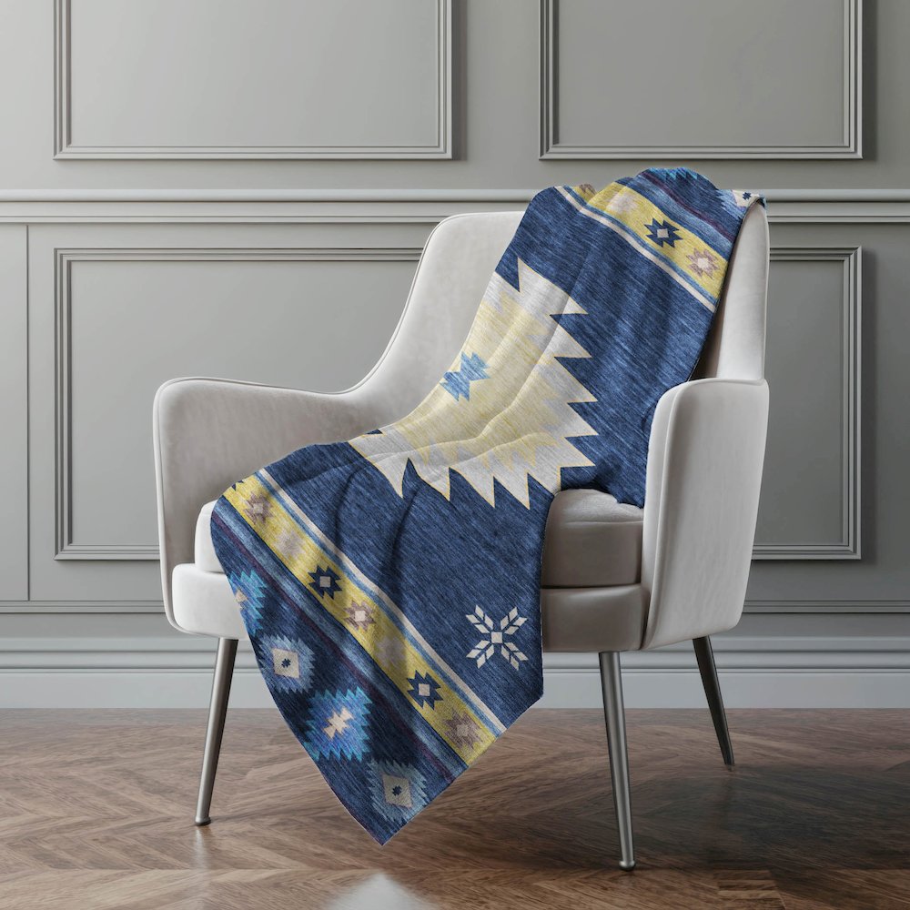 Premium Machine Washable ASB179 Blue 50" x 70" Sherpa Throw Blanket. Picture 5