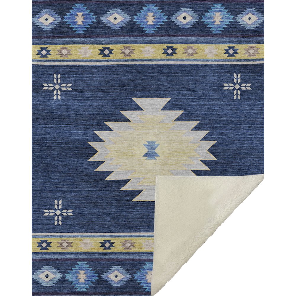 Premium Machine Washable ASB179 Blue 50" x 70" Sherpa Throw Blanket. Picture 1