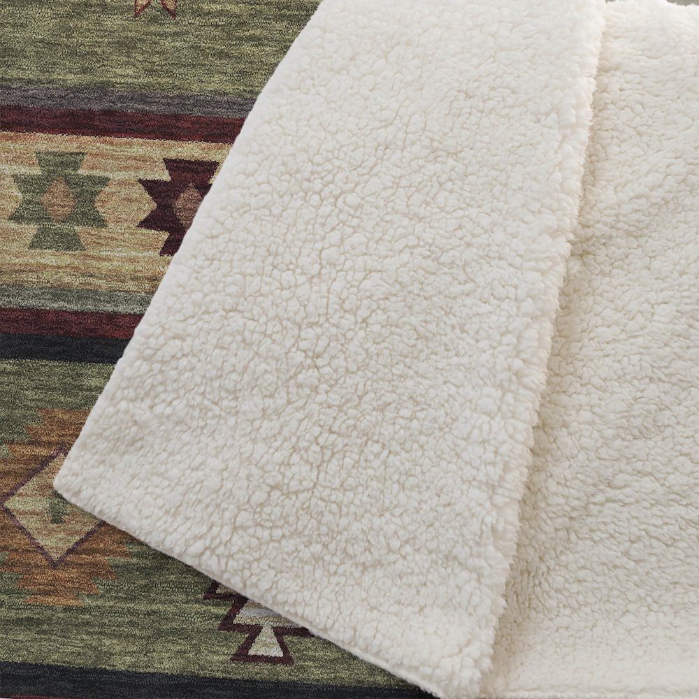 Premium Machine Washable ASB179 Green 50" x 70" Sherpa Throw Blanket. Picture 2