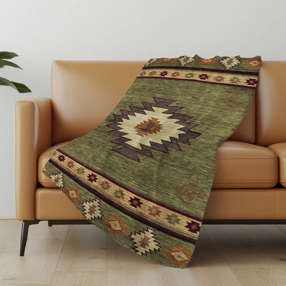 Premium Machine Washable ASB179 Green 50" x 70" Sherpa Throw Blanket. Picture 4