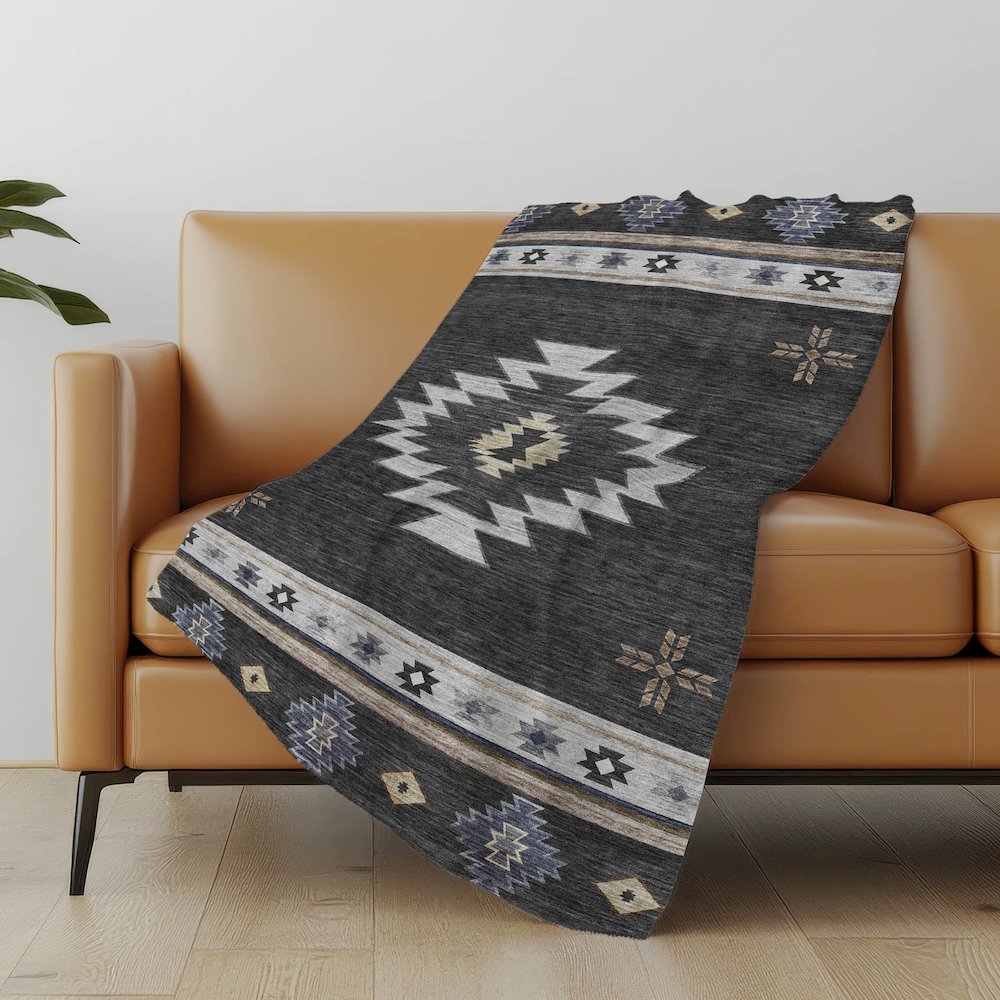 Premium Machine Washable ASB179 Midnight 50" x 70" Sherpa Throw Blanket. Picture 4