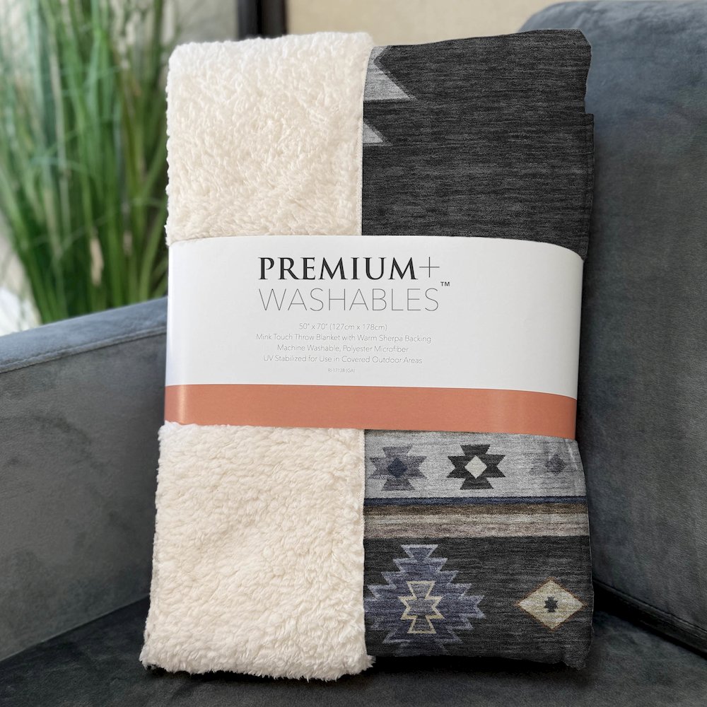Premium Machine Washable ASB179 Midnight 50" x 70" Sherpa Throw Blanket. Picture 3