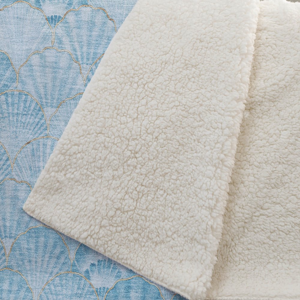 Premium Machine Washable ASB181 Aqua 50" x 70" Sherpa Throw Blanket. Picture 2