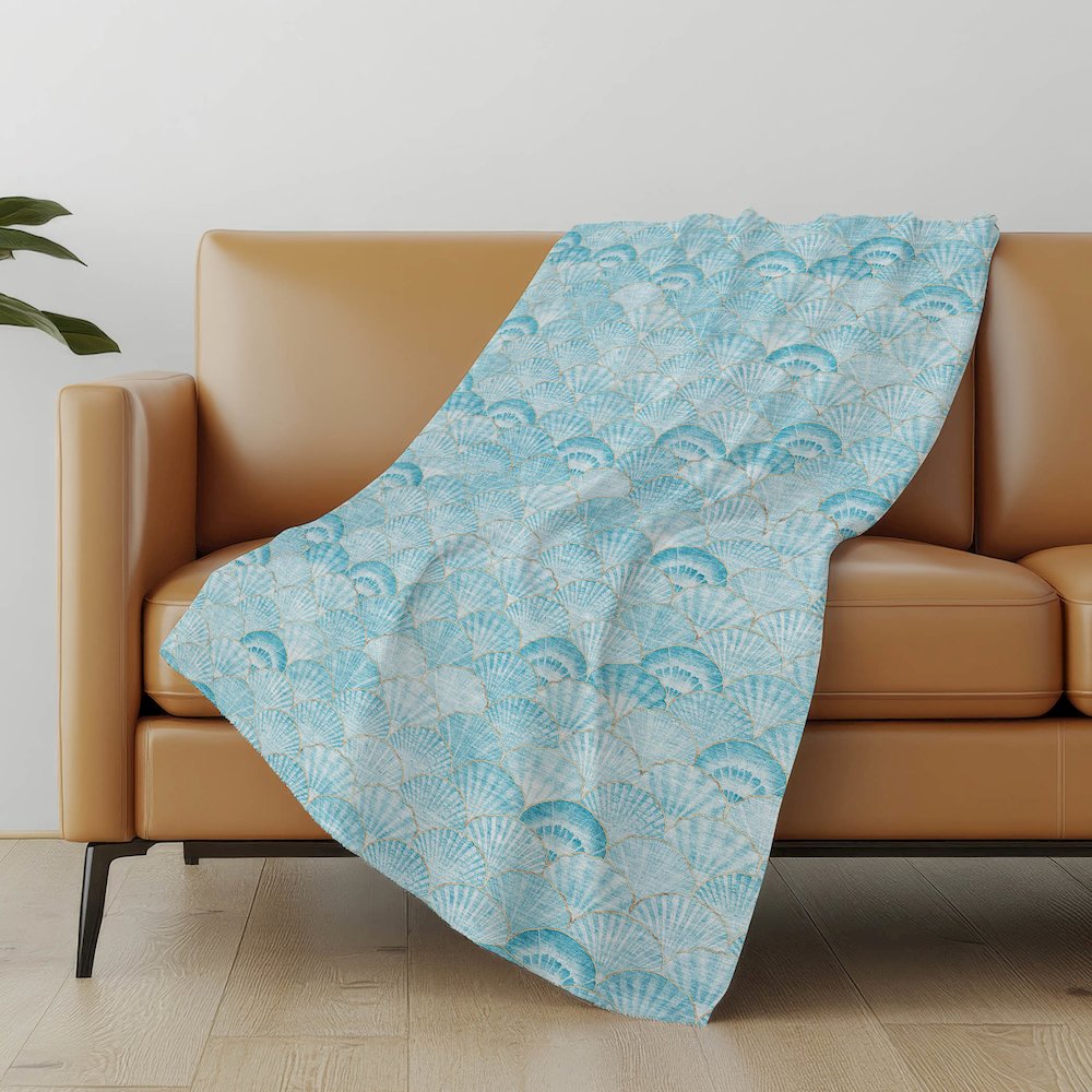 Premium Machine Washable ASB181 Aqua 50" x 70" Sherpa Throw Blanket. Picture 4