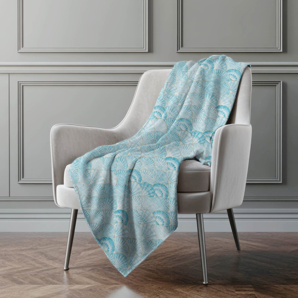 Premium Machine Washable ASB181 Aqua 50" x 70" Sherpa Throw Blanket. Picture 5