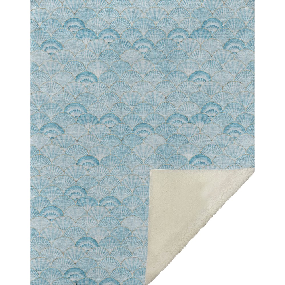 Premium Machine Washable ASB181 Aqua 50" x 70" Sherpa Throw Blanket. Picture 1
