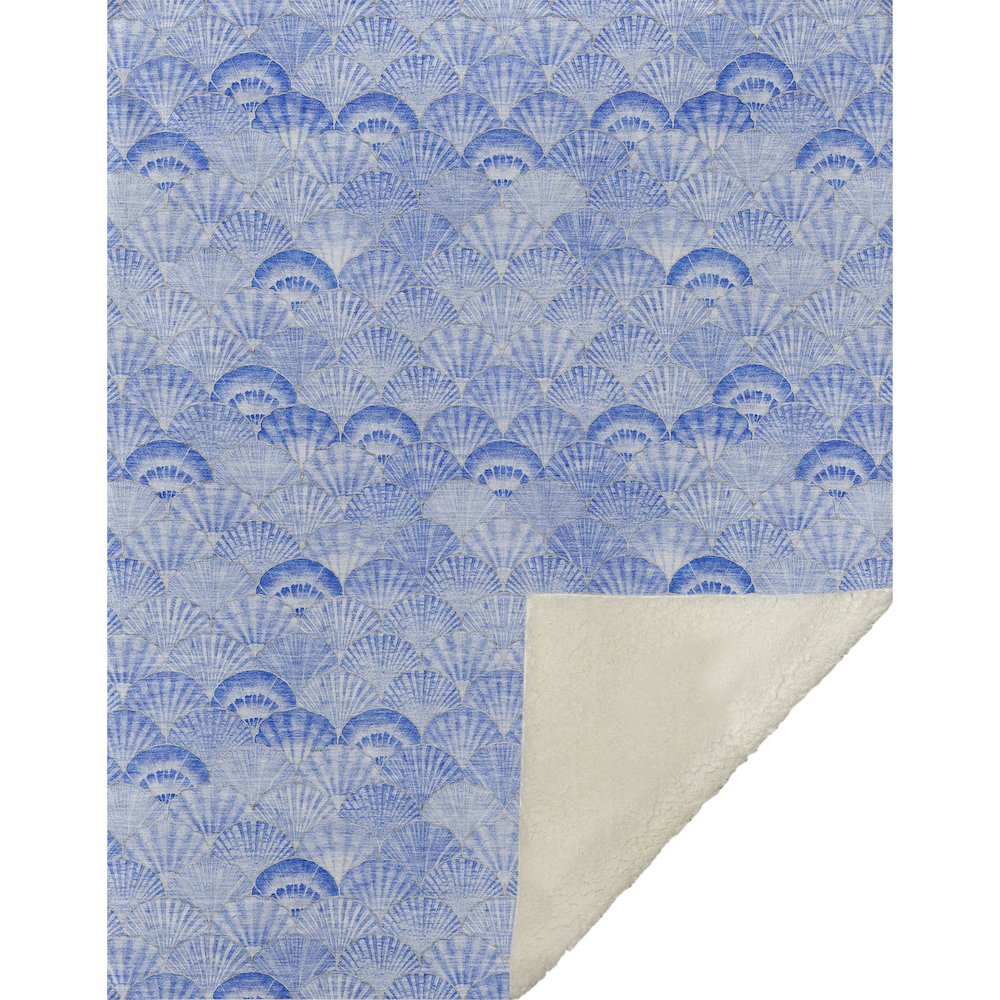 Premium Machine Washable ASB181 Blue 50" x 70" Sherpa Throw Blanket. Picture 1