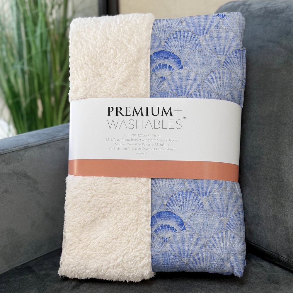 Premium Machine Washable ASB181 Blue 50" x 70" Sherpa Throw Blanket. Picture 3