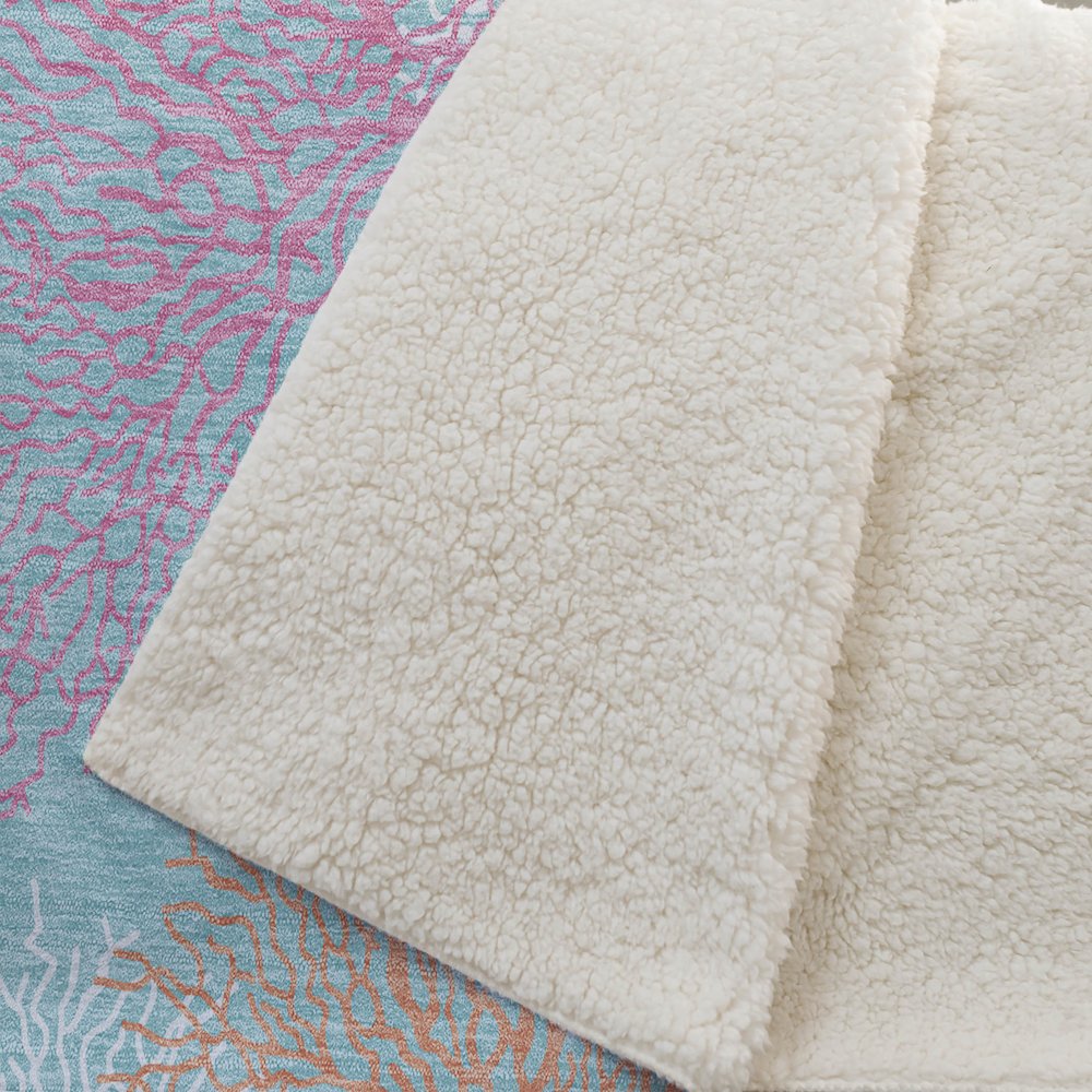 Premium Machine Washable ASB182 Aqua 50" x 70" Sherpa Throw Blanket. Picture 2