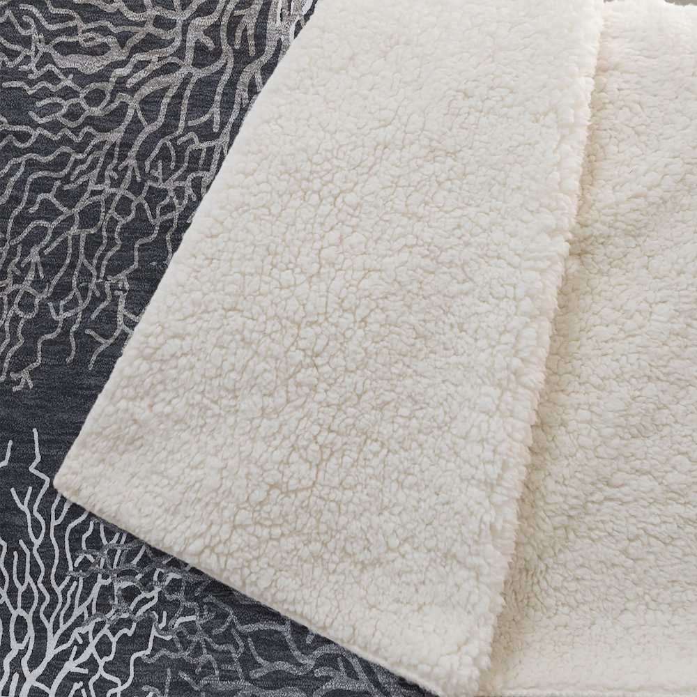 Premium Machine Washable ASB182 Midnight 50" x 70" Sherpa Throw Blanket. Picture 2