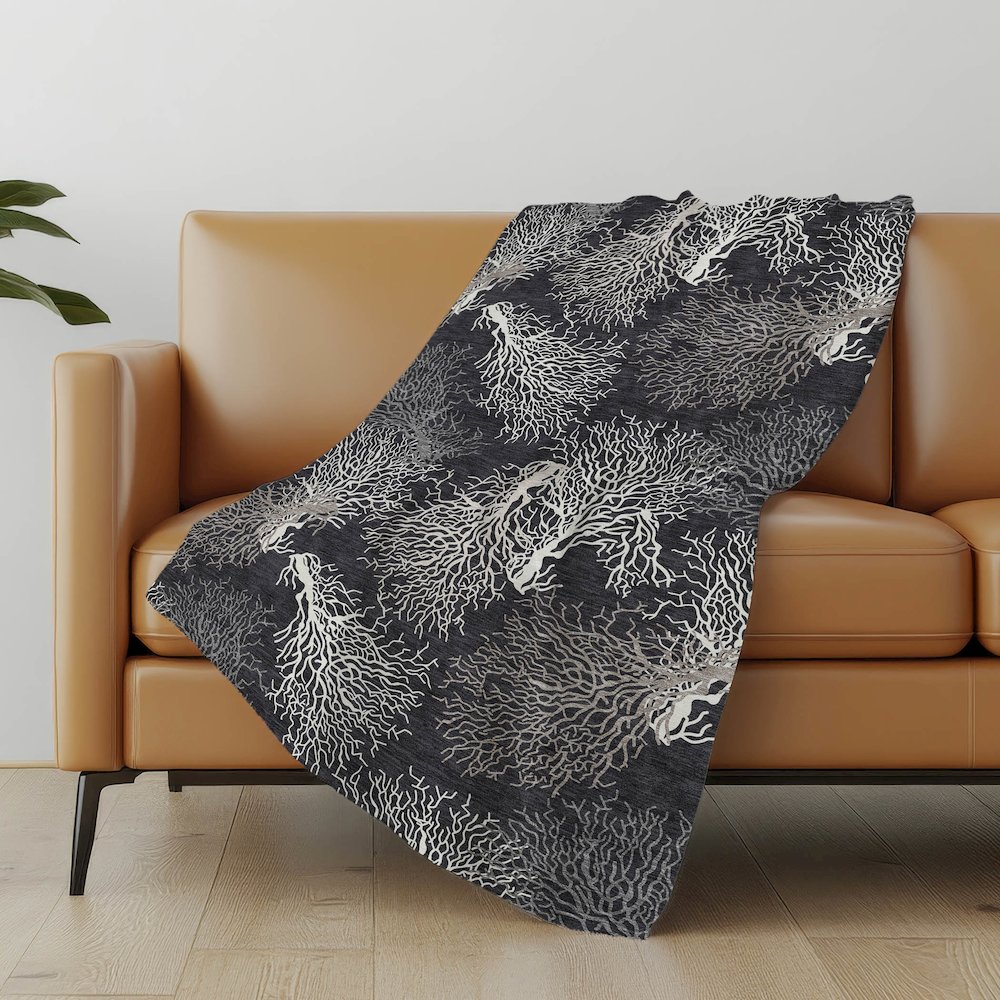 Premium Machine Washable ASB182 Midnight 50" x 70" Sherpa Throw Blanket. Picture 4