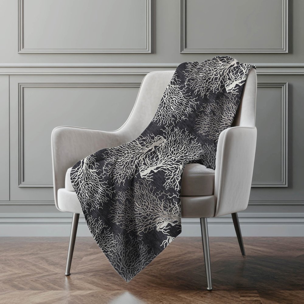 Premium Machine Washable ASB182 Midnight 50" x 70" Sherpa Throw Blanket. Picture 5