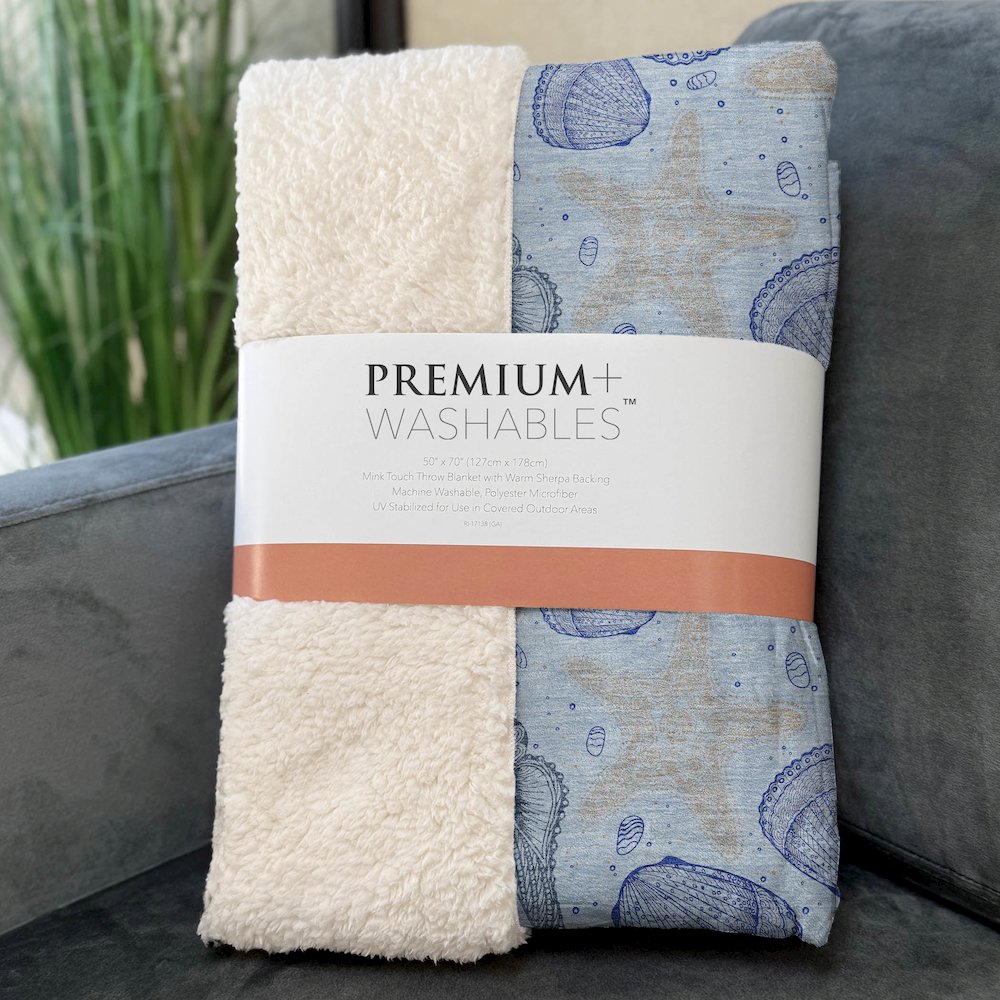 Premium Machine Washable ASB183 Blue 50" x 70" Sherpa Throw Blanket. Picture 3