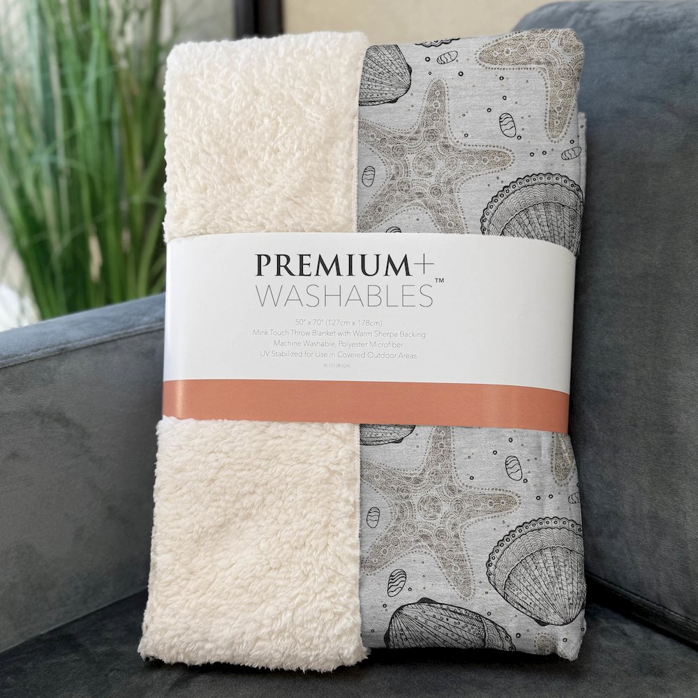 Premium Machine Washable ASB183 Fog 50" x 70" Sherpa Throw Blanket. Picture 3