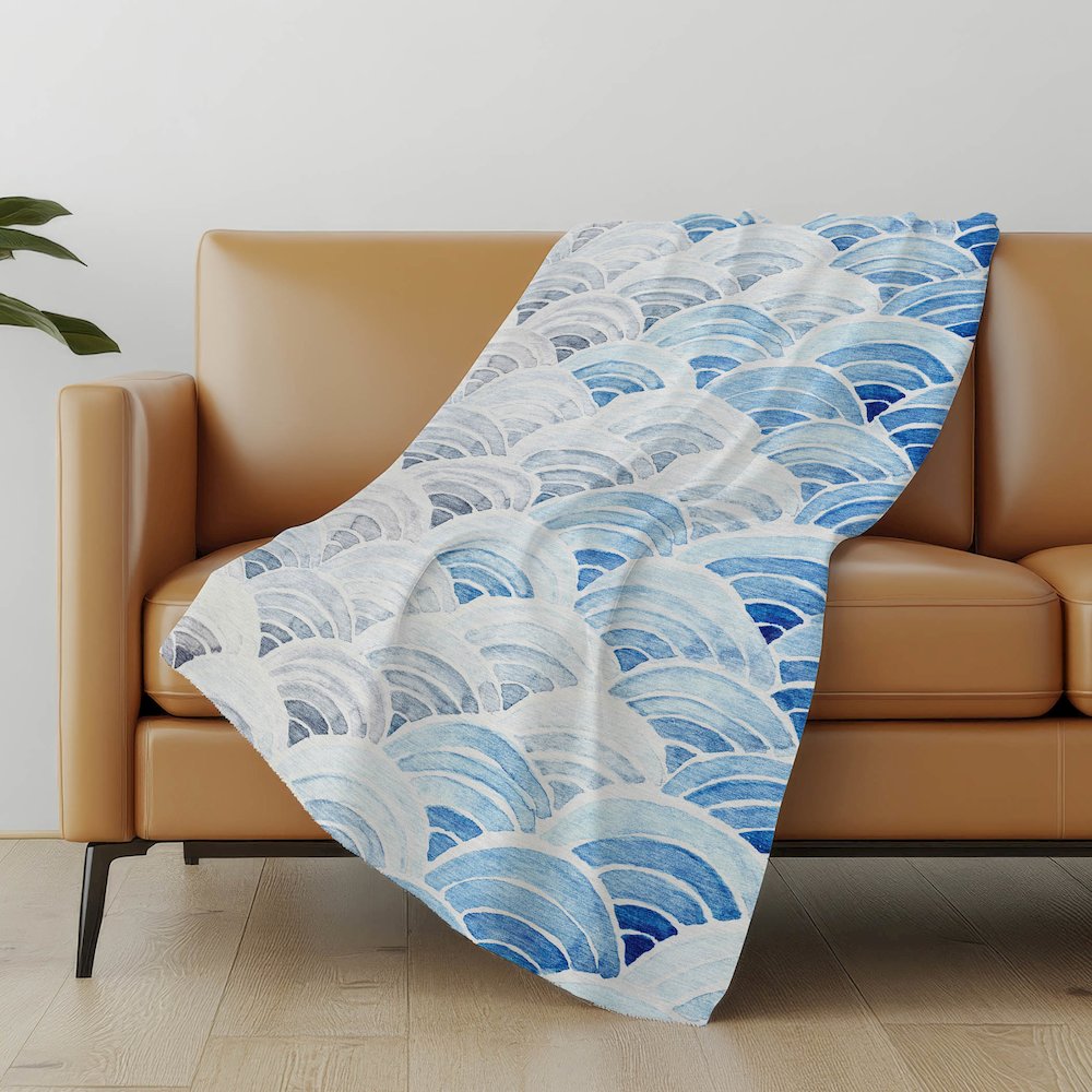 Premium Machine Washable ASB184 Blue 50" x 70" Sherpa Throw Blanket. Picture 4