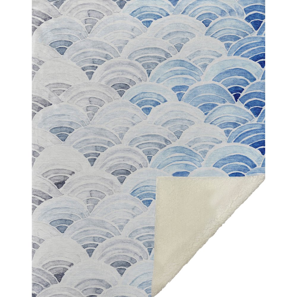 Premium Machine Washable ASB184 Blue 50" x 70" Sherpa Throw Blanket. Picture 1