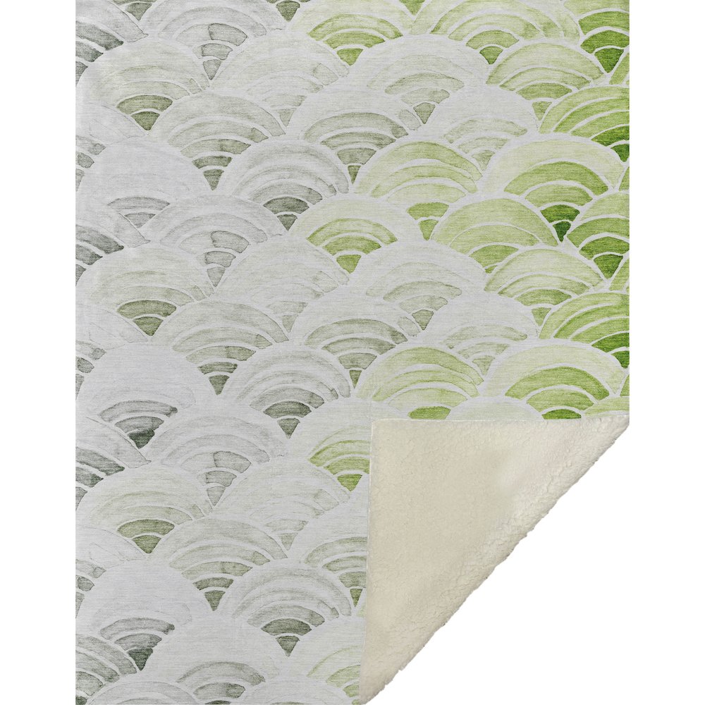 Premium Machine Washable ASB184 Green 50" x 70" Sherpa Throw Blanket. Picture 1