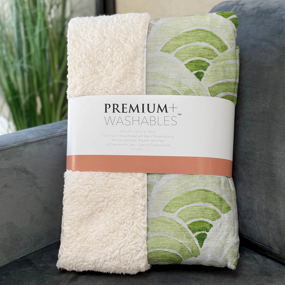 Premium Machine Washable ASB184 Green 50" x 70" Sherpa Throw Blanket. Picture 3