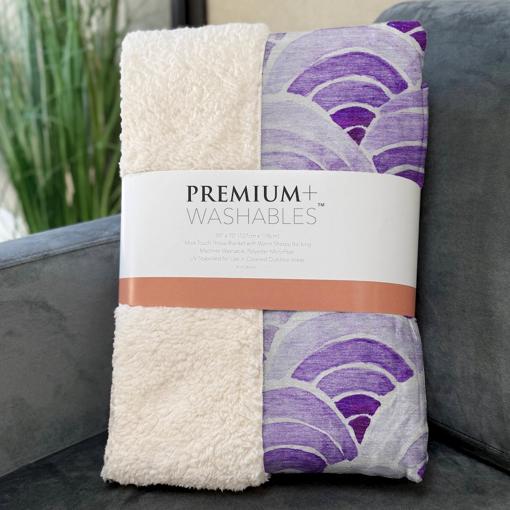 Premium Machine Washable ASB184 Purple 50" x 70" Sherpa Throw Blanket. Picture 3