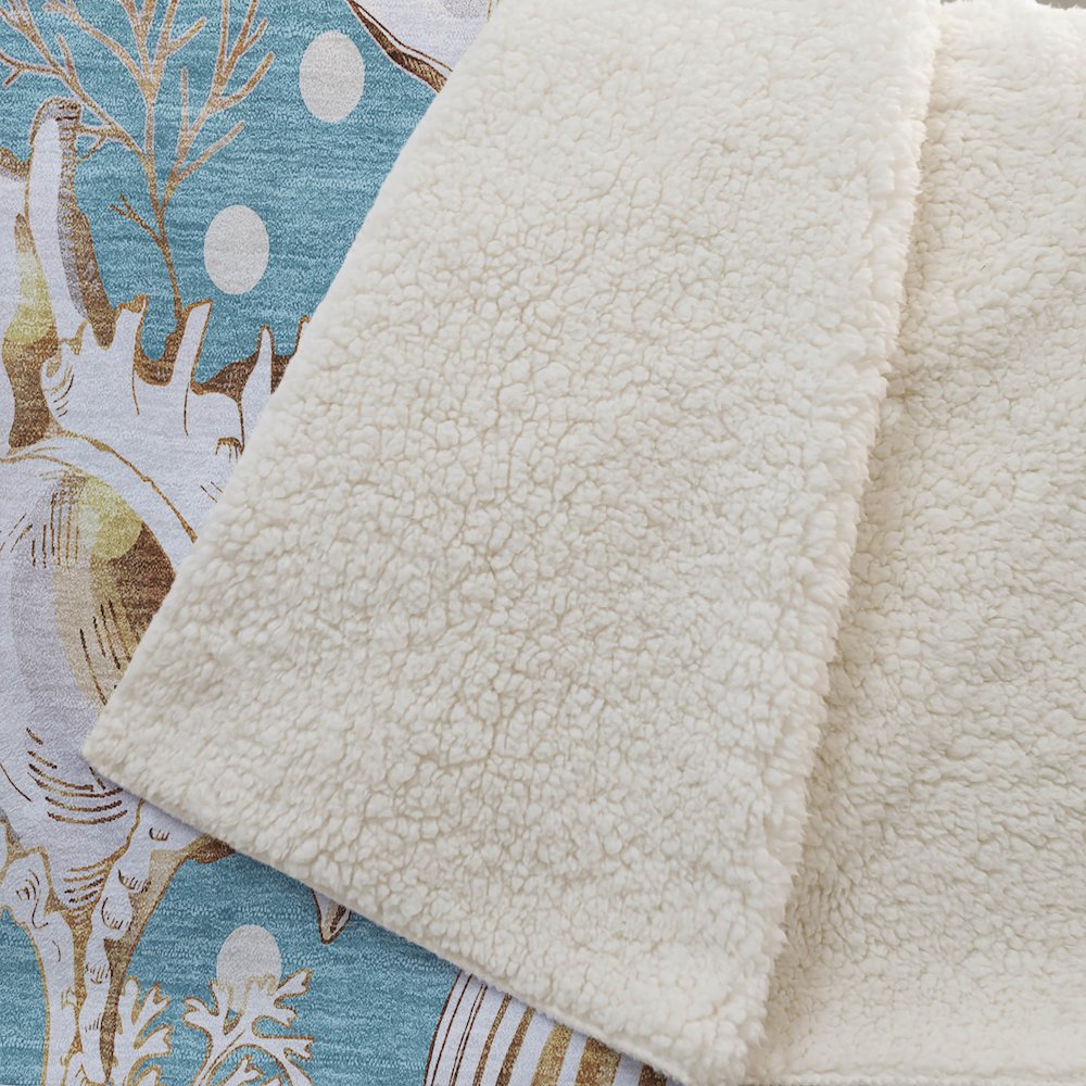 Premium Machine Washable ASB185 Aqua 50" x 70" Sherpa Throw Blanket. Picture 2