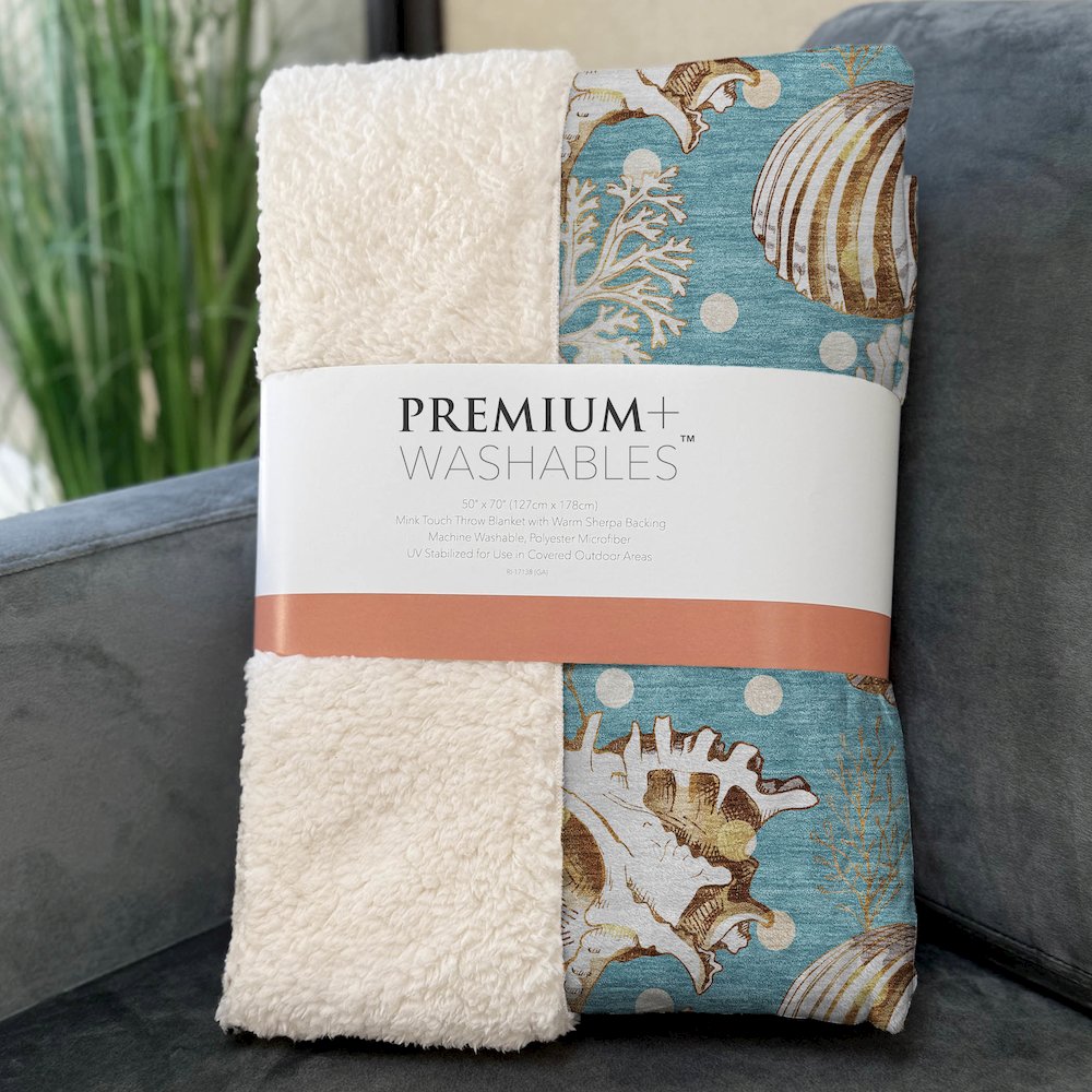 Premium Machine Washable ASB185 Aqua 50" x 70" Sherpa Throw Blanket. Picture 3