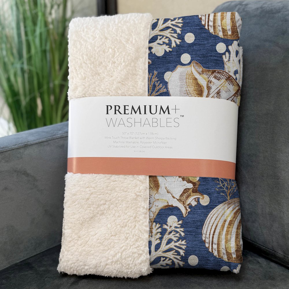 Premium Machine Washable ASB185 Blue 50" x 70" Sherpa Throw Blanket. Picture 3