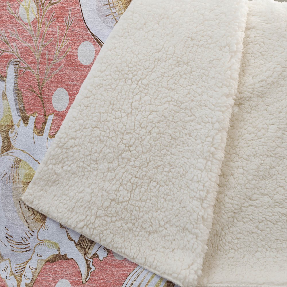 Premium Machine Washable ASB185 Peach 50" x 70" Sherpa Throw Blanket. Picture 2