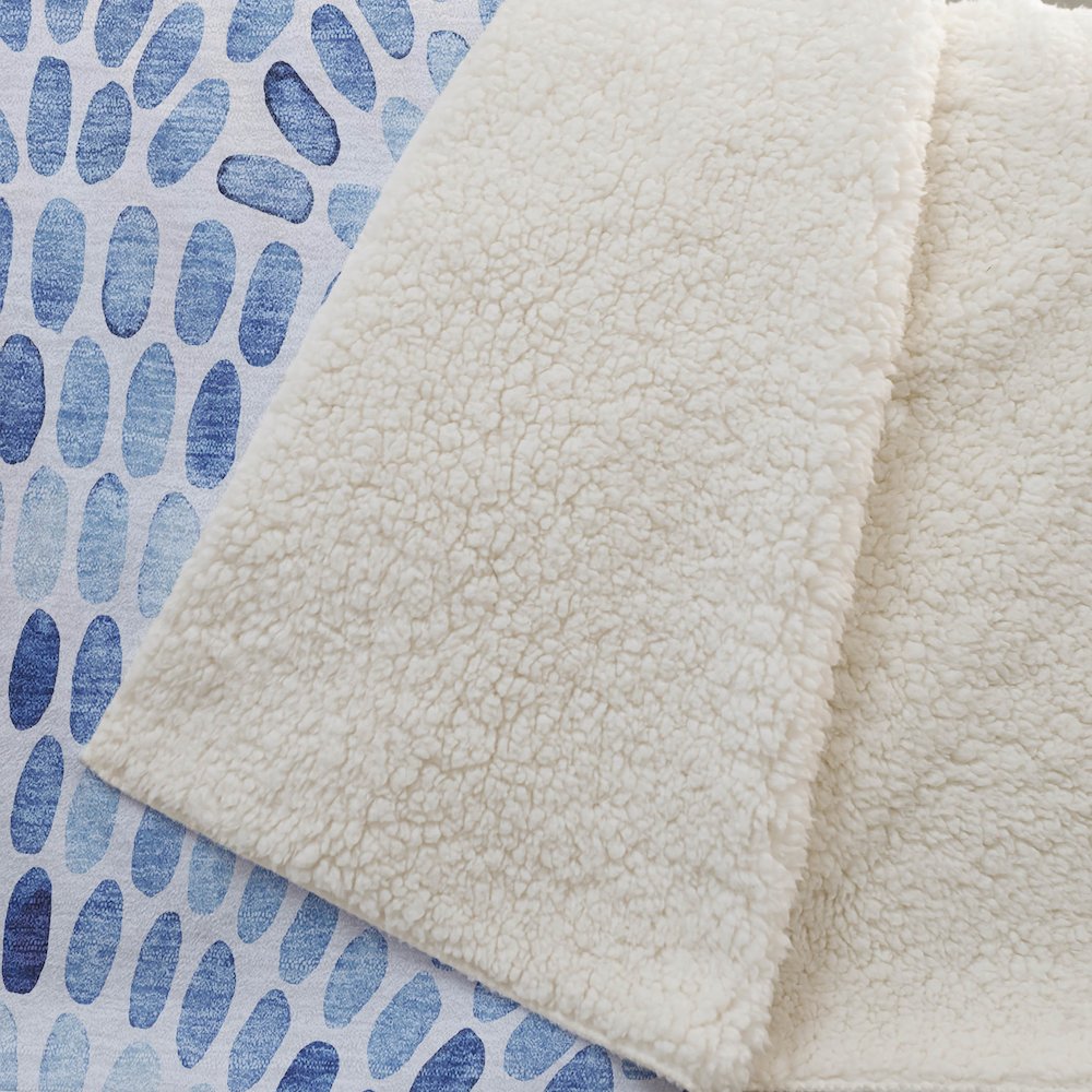Premium Machine Washable ASB186 Blue 50" x 70" Sherpa Throw Blanket. Picture 2