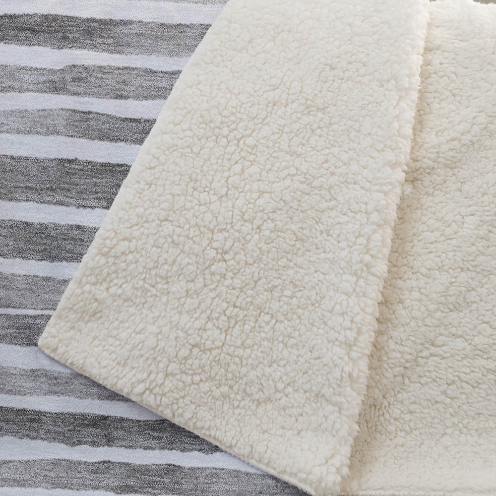 Premium Machine Washable ASB187 Gray 50" x 70" Sherpa Throw Blanket. Picture 2
