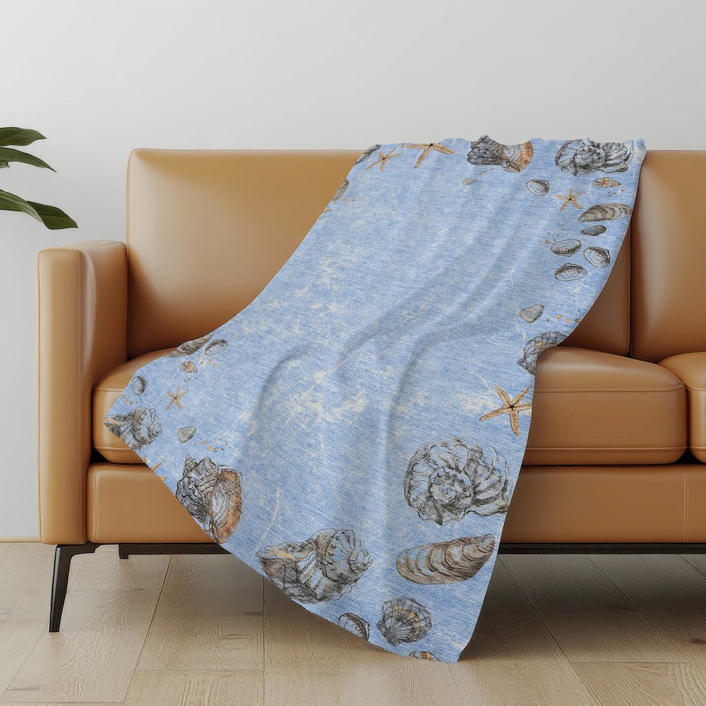 Premium Machine Washable ASB188 Blue 50" x 70" Sherpa Throw Blanket. Picture 4