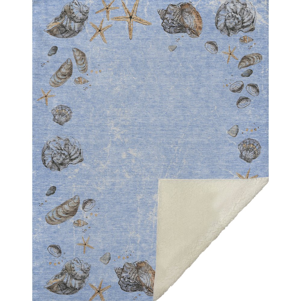 Premium Machine Washable ASB188 Blue 50" x 70" Sherpa Throw Blanket. Picture 1