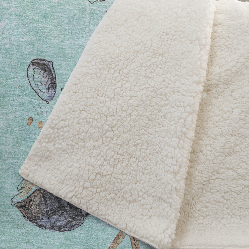 Premium Machine Washable ASB188 Green 50" x 70" Sherpa Throw Blanket. Picture 2