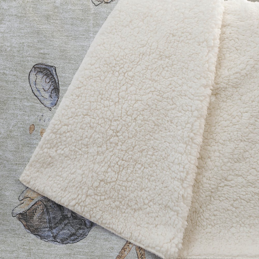Premium Machine Washable ASB188 Oyster 50" x 70" Sherpa Throw Blanket. Picture 2