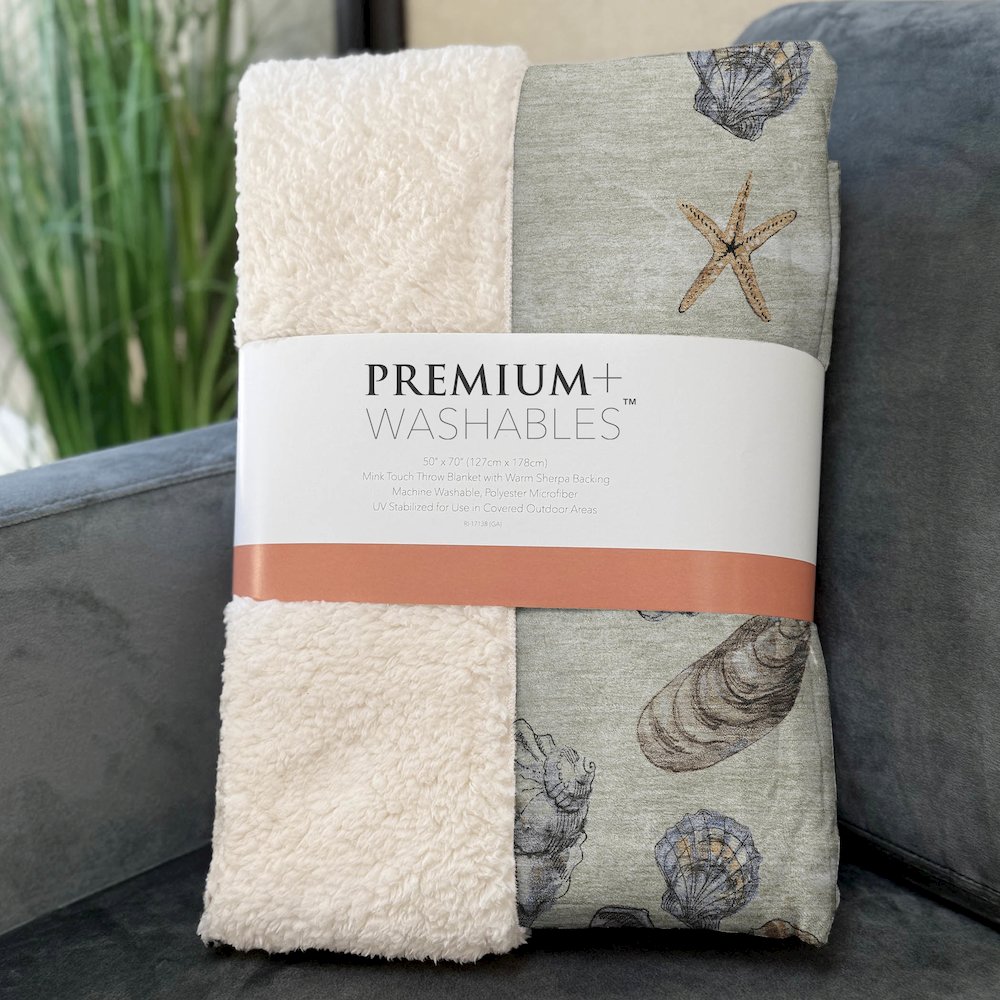Premium Machine Washable ASB188 Oyster 50" x 70" Sherpa Throw Blanket. Picture 3